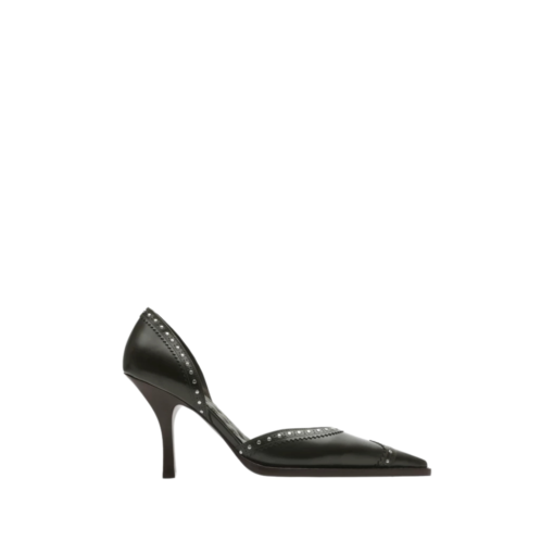 Nietenbesetzte Leder Vogel Pumps