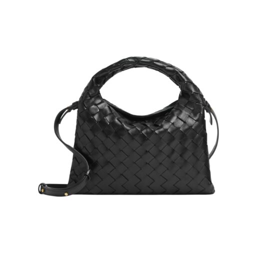 Crossbody-Tasche mit Intrecciato in Schwarz 14.5cm